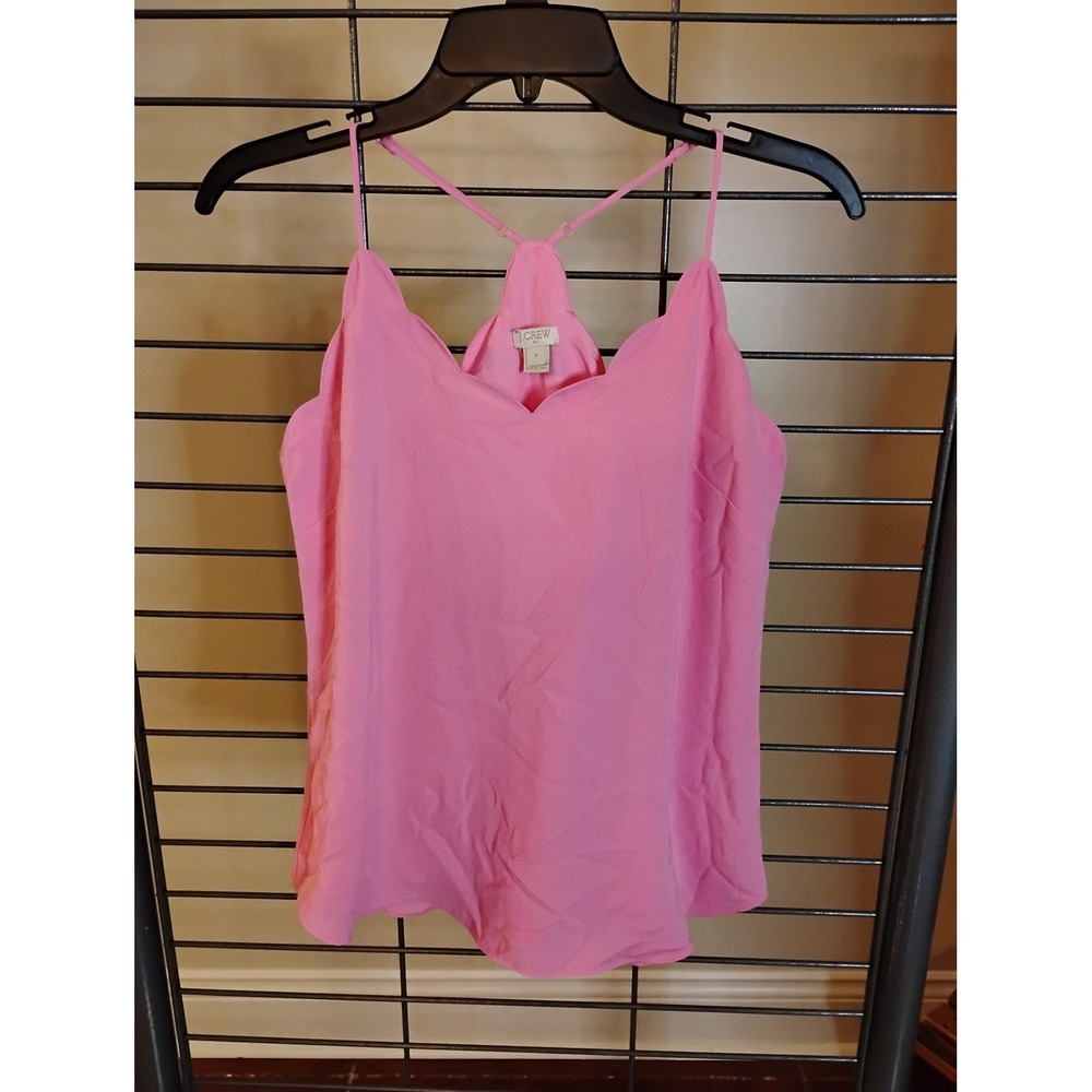 J.Crew Pink Scalloped Camisole Top Size 0 Racerback Adjustable Straps Sleeveless
